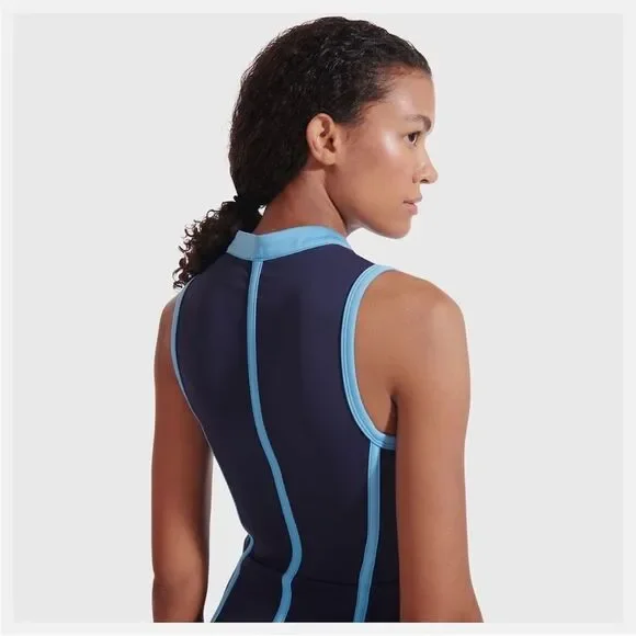 Staud new balance neoprene navy blue zip up dress medium m - Picture 6 of 12